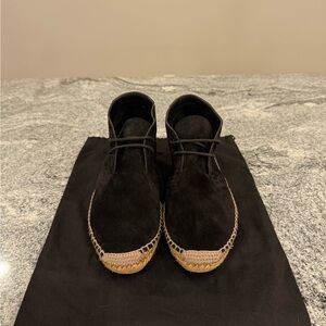 Saint Laurent Black Suede Boots with Espadrille Soles